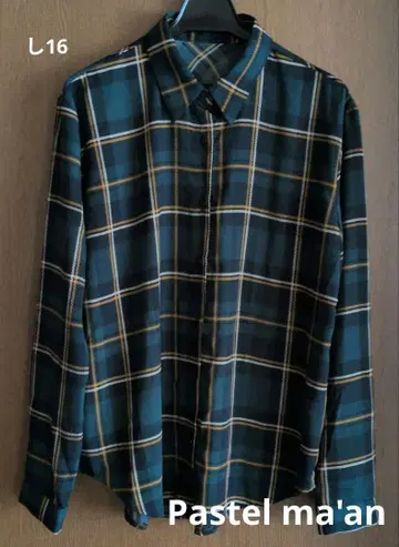 [ Pastel ma'an ] 그린 계열 체크 무늬 블라우스 상의