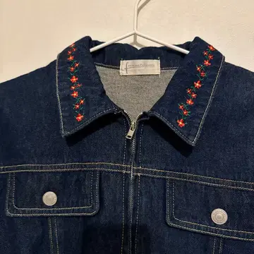 다크 데님 꽃무늬 자수 자켓