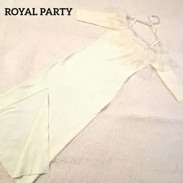 로얄 파티 아이보리 니트 롱 원피스 오프숄더