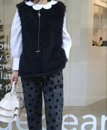 I'm. 도트 무늬 캐주얼 팬츠 그레이/블랙