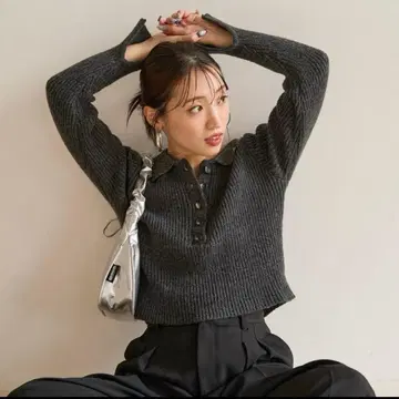 FREAK'S STORE 한정판 라메 폴로 옷깃 리브 니트 풀오버