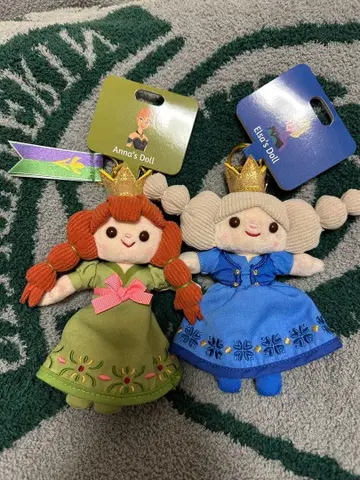 디즈니 스토어 안나 엘사 봉제 인형 키링