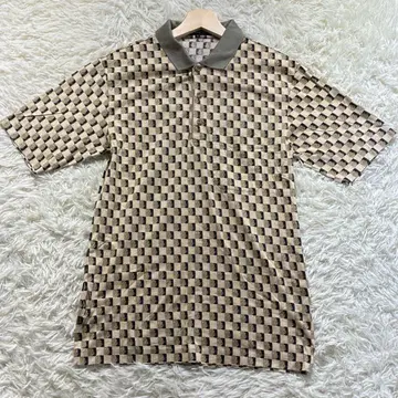 던힐 반팔 올 패턴 로고 남성용 피케 셔츠