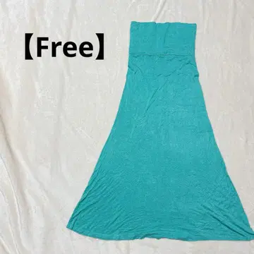 [ Free ] 터콰이즈 블루 플레어 스커트 롱 기장 스커트 코디