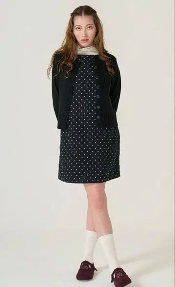 TINA: JOJUN 도트 무늬 미니 원피스 블랙