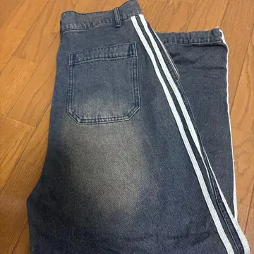 사이드 스트라이프 다크 블루 데님