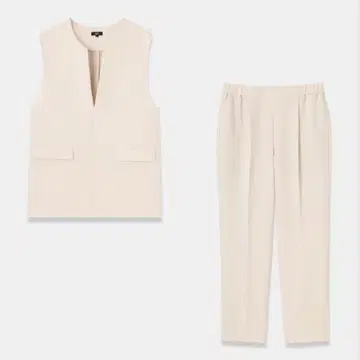 PLST V넥 베스트 팬츠 셋업 베스트 플라스테