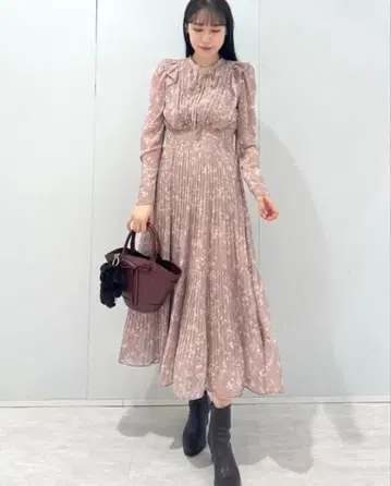 snidel 허리 셔링 플리츠 원피스