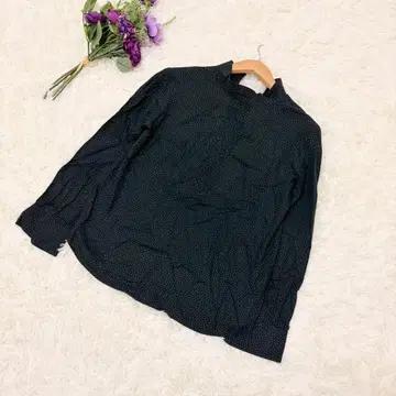 human woman 도트 무늬 블라우스 코튼 실크 스탠드 카라