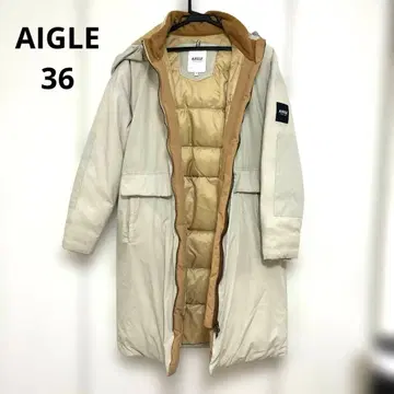 [클리닝 완료] AIGLE 36 다운 코트 그레이 화이트 여성용