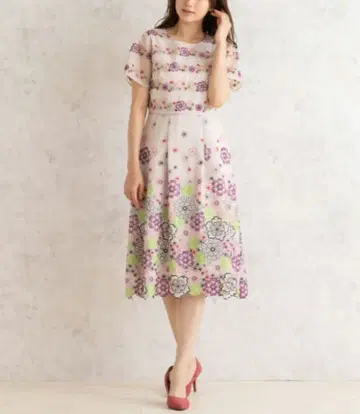 로즈 티아라 반팔 원피스 핑크