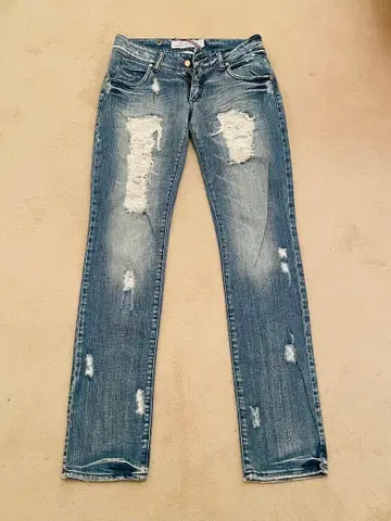 MET initialy 데미지 데님 팬츠