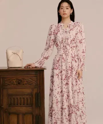 SNIDEL Sustainable 플리츠 프린트 원피스