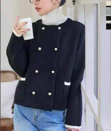 [택 포함 새상품] 고베 레터스 더블 버튼 쫀득 니트 자켓