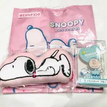 스누피 제일복권 3종 세트 에코백 메모 스탠드 리스트레스트
