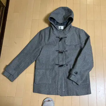 그레이 더플 코트 후드 부착