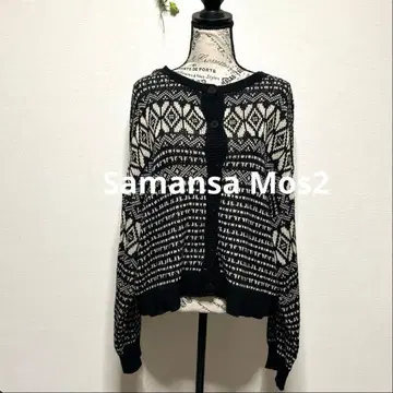 Samansa Mos2 기하학 패턴 니트 가디건