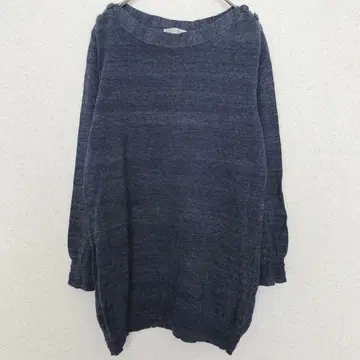 애프터눈 티 옷장 | 보트넥 니트 [ M ] 멜란지 어깨 버튼 네이비