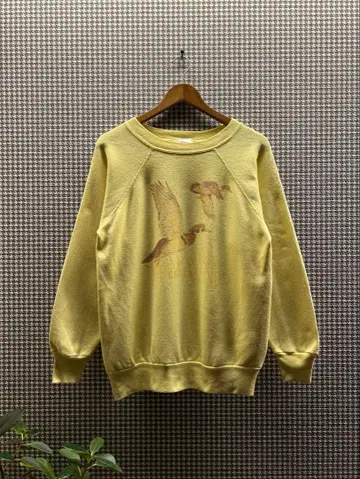 80s 헌팅 프린트 스웻셔츠 침염 USA 제조