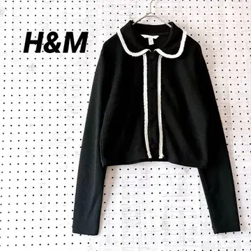 에이치앤엠 배색 파이핑 가디건 크롭 기장 (XS) 트위드풍