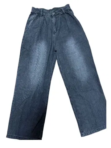 다크 블루 배기 데님 팬츠