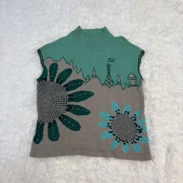 TOKUKO 1er VOL 여성용 슬리브리스 니트 M 올 패턴 민트색