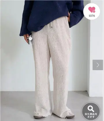 차오패닉 벨로아 플리츠 미세 플레어 이지 팬츠 M 사이즈 아이보리