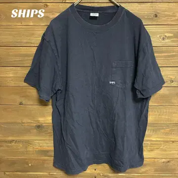 [쉽스] SHIPS 네이비 T셔츠 포켓 부착 자수 로고 XL