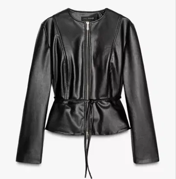 ZARA 인조 가죽 페플럼 자켓 S 블랙 여성용