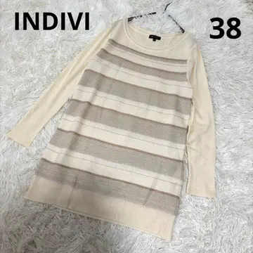 INDIVI 일본제 보더 니트 원피스 베이지 계열 38