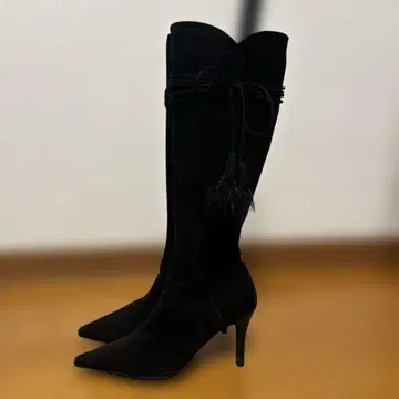 레베카 테일러 퍼 리본 포함 스웨이드 부츠 23.5