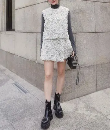 [ 미사용 새상품 ] HYEON 페퍼 미니 랩 스커트