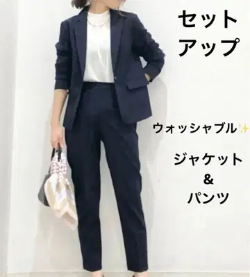 네이비 워셔블 테일러드 자켓 & 워셔블 테이퍼드 팬츠