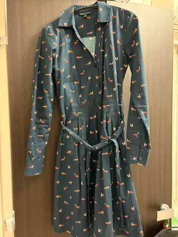 브룩스브라더스 네이비 여우 프린트 셔츠 원피스