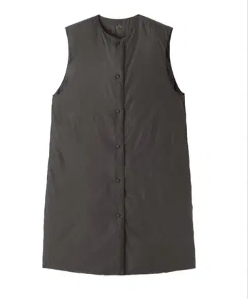 무인양품 경량 다운 포켓터블 노카라 롱 베스트 다크 브라운 XL