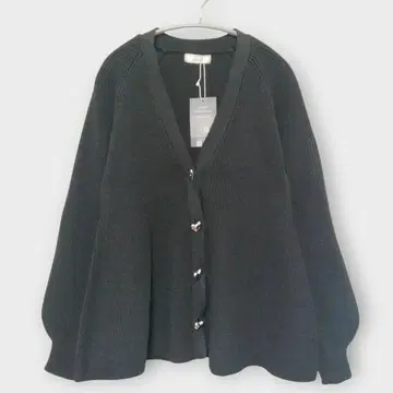 미사용 새상품 하트 페플럼 가디건 리브 블랙 L