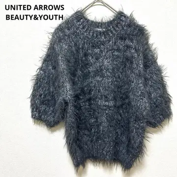 뷰티 앤 유스 페더 얀 니트 복슬복슬 반팔 스웨터 프리