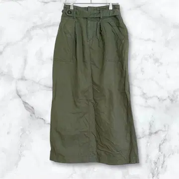 심플리시떼 카키 롱 스커트 코튼 린넨 캐주얼 작음