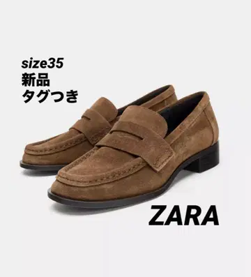 [ 완판템 ] ZARA 스플릿 스웨이드 페니 스트랩 로퍼 35 새상품