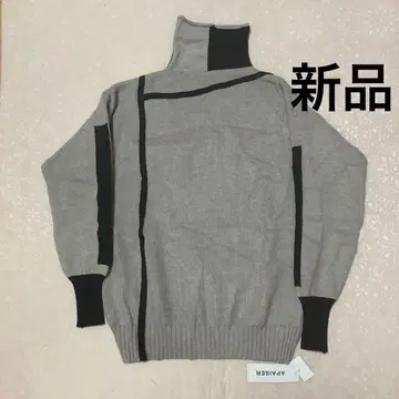 APASSER 터틀넥 니트 스웨터 그레이/블랙