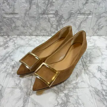 [ 컨디션 최상 ] 23구 스웨이드 버클 플랫슈즈 브라운 22.5