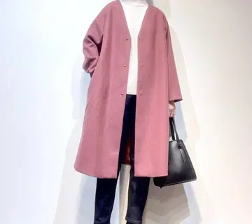 글로벌 워크 가벼운 스트레치 노카라 코트 플럼 핑크 L