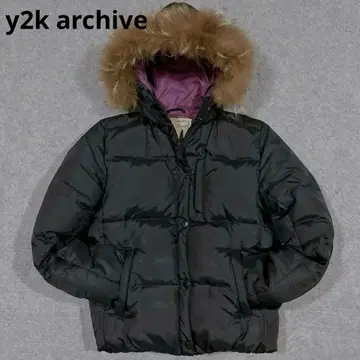 00s y2k 퍼 달린 다운 자켓 헤이세이 갸루 쇼트 기장 그런지