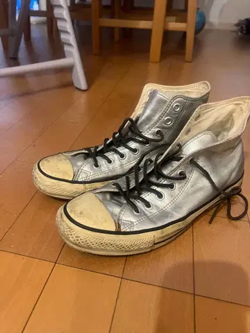 CONVERSE 실버 가죽 하이컷 스니커즈 28.0cm