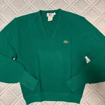 [ 구제 의류 ] 80s 파랑 원형 택 LACOSTE 니트 가디건
