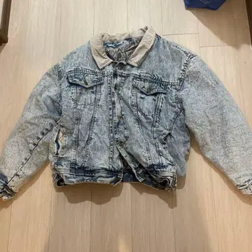 데님 자켓 기하학 패턴 안감 코듀로이 옷깃