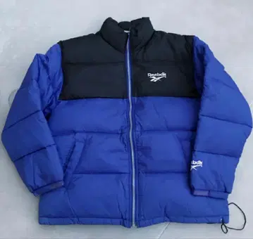 레어 컬러 파랑 블랙 리복 다운 자켓 90s 복슬복슬