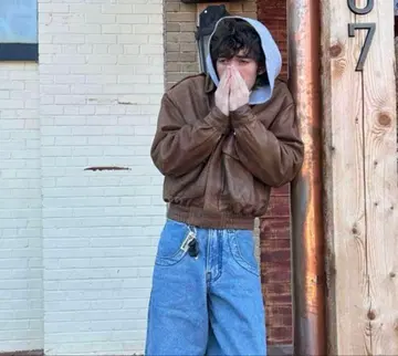 짧은 기장 vintage 가죽 자켓 90s 노코어 양가죽