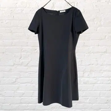 11940 PLST 플라스테 반팔 무릎 기장 원피스 네이비 L 울 혼방