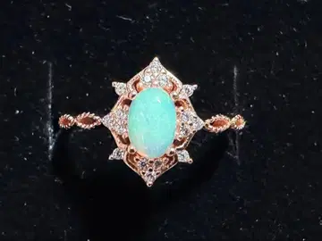 오팔 장식 실버 925 로즈 골드링